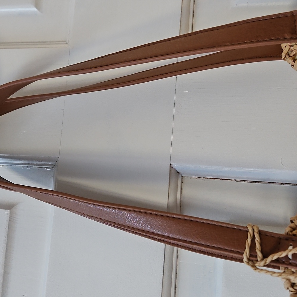 Nordstrom Raffia Tote Bag - Cream and Brown - Picture 3 of 6